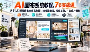 AI画布系统教程，7节实战课从零入门到精通电商商品作图、精准提示词、视频复刻、广告成片制作-副业资源站
