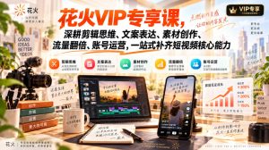 花火VIP专享课，深耕剪辑思维、文案表达、素材创作、流量翻倍、账号运营，一站式补齐短视频核心能力-副业资源站