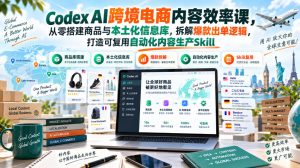 Codex AI跨境电商内容效率课，从零搭建商品与本土化信息库，拆解爆款出单逻辑，打造可复用自动化内容生产Skill-副业资源站