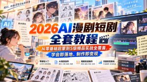 【无水印】2026AI漫剧短剧全套教程,从零基础启蒙到S级精品实战全覆盖,学会即落地、制作即变现-副业资源站