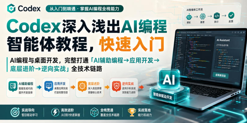Codex深入浅出AI编程智能体教程，快速入门AI编程与桌面开发，打通「AI辅助编程→应用开发→底层进阶→逆向实战」全技术链路-副业资源站
