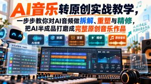 AI音乐转原创实战教学，一步步教你对AI音频做拆解、重塑与精修，把AI半成品打磨成完整原创音乐作品-副业资源站