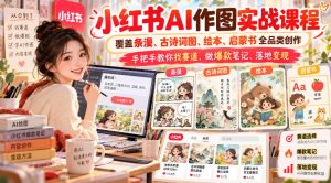 小红书AI作图实战课程，覆盖条漫、古诗词图、绘本、启蒙书全品类创作，手把手教你找赛道、做爆款笔记、落地变现-副业资源站