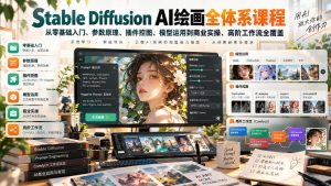 【无水印】Stable Diffusion AI绘画全体系课程，从零基础入门、参数原理、插件控图、模型运用到商业实操、高阶工作流全覆盖-副业资源站