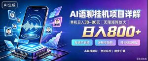 AI聊天挂G项目，日入800+，适用个人副业，支持工作室矩阵操作，放大收益【揭秘】-副业资源站