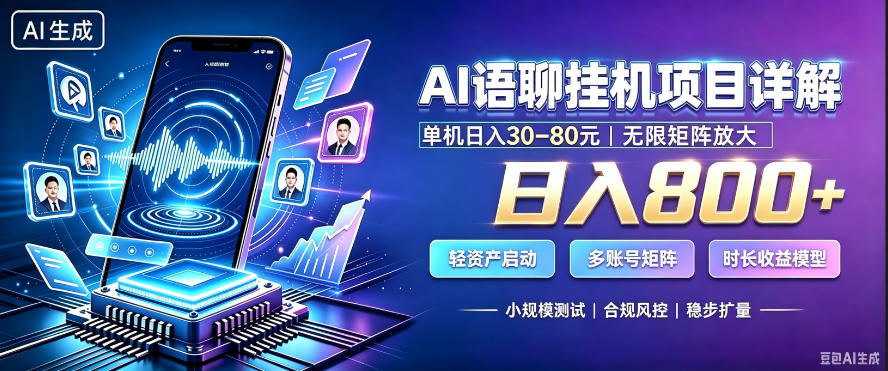AI聊天挂G项目，日入800+，适用个人副业，支持工作室矩阵操作，放大收益【揭秘】-副业资源站