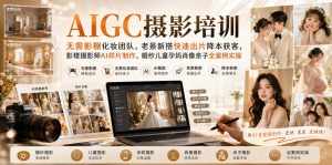 AIGC摄影培训｜无需影棚化妆团队，老景新搭快速出片降本获客，影楼摄影师AI样片制作，婚纱儿童孕妈肖像亲子全案例实操-副业资源站