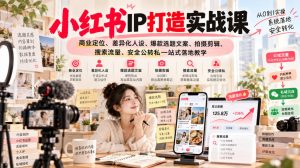 小红书ip打造实战课，商业定位、差异化人设、爆款选题文案、拍摄剪辑、搜索流量、安全公转私一站式落地教学-副业资源站