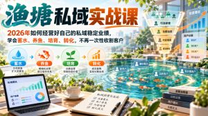 渔塘私域实战课，2026年如何经营好自己的私域稳定业绩，学会蓄水、养鱼、培育、转化，不再一次性收割客户-副业资源站