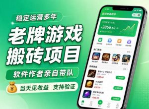 老牌游戏搬砖项目，超稳定可靠，软件作者亲自带队，当天见收益，支持验证【揭秘】-副业资源站