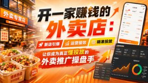 开一家賺钱的外卖店：新店引爆·运营提效·精准投放，让你成为真正懂投放的外卖推广操盘手-副业资源站