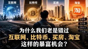 某社群付费文章：为什么我们老是错过互联网、比特币、买房、淘宝这样的暴富机会？-副业资源站