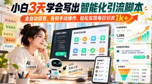 小白3天学会写出智能化引流脚本，全自动获客，告别手动操作，轻松实现每日引流1k+-副业资源站