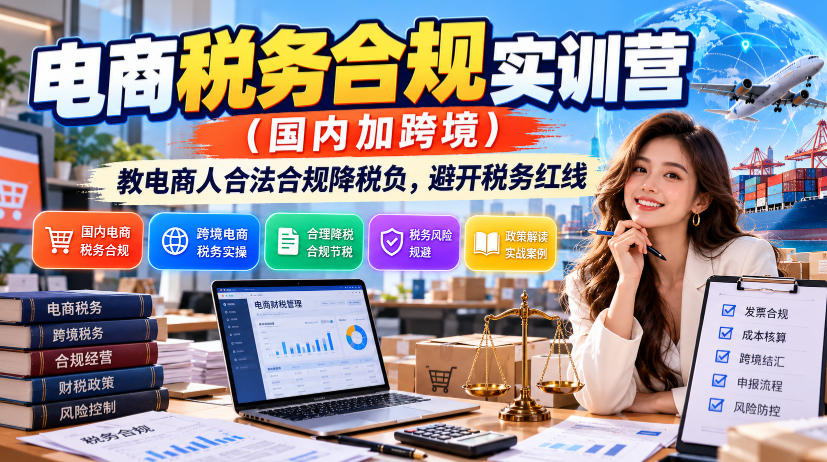 电商税务合规实训营（国内加跨境），教电商人合法合规降税负，避开税务红线-副业资源站