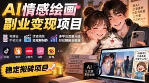 AI情感绘画副业变现项目｜零基础手机实操，情感搞笑短视频制作，多平台流量分成轻松賺副业收益-副业资源站