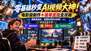 零基础秒变AI视频大神！电影级制作+接单变现全攻略，模板直接抄，无需任何技术经验！【原创双语字幕】-副业资源站