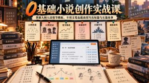0基础小说创作实战课｜掌握大纲人设情节模板，不用文笔也能高效写出短篇与长篇故事-副业资源站