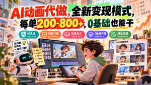 AI动画代做，全新变现模式，每单200-800+，0基础也能干【揭秘】-副业资源站