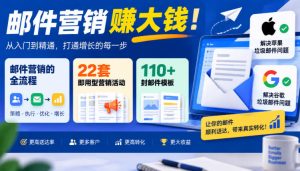 【无水印】邮件营销賺大钱！邮件营销的全流程，22套即用型营销活动与110+封邮件模板，还能解决苹果谷歌垃圾邮件问题【原创双语字幕】-副业资源站