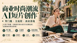 商业时尚潮流AI短片创作｜零门槛・全流程・商业落地，从资产构建、分镜创作到AI音乐与后期包装，直接教你商业落地！-副业资源站