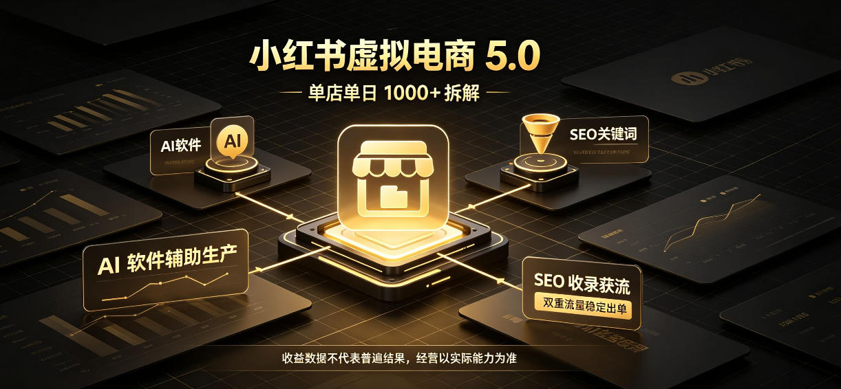 小红书虚拟电商5.0，单店单日1000+，AI软件+SEO收录，双重流量稳定出单【揭秘】-副业资源站
