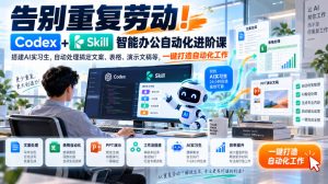 告别重复劳动!Codex+Skill智能办公自动化进阶课|搭建AI实习生,自动处理搞定文案、表格、演示文稿等,一键打造自动化工作-副业资源站