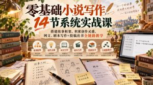 零基础小说写作14节系统实战课,搭建故事框架,积累创作灵感,网文、剧本写作+投稿出书全链路教学-副业资源站