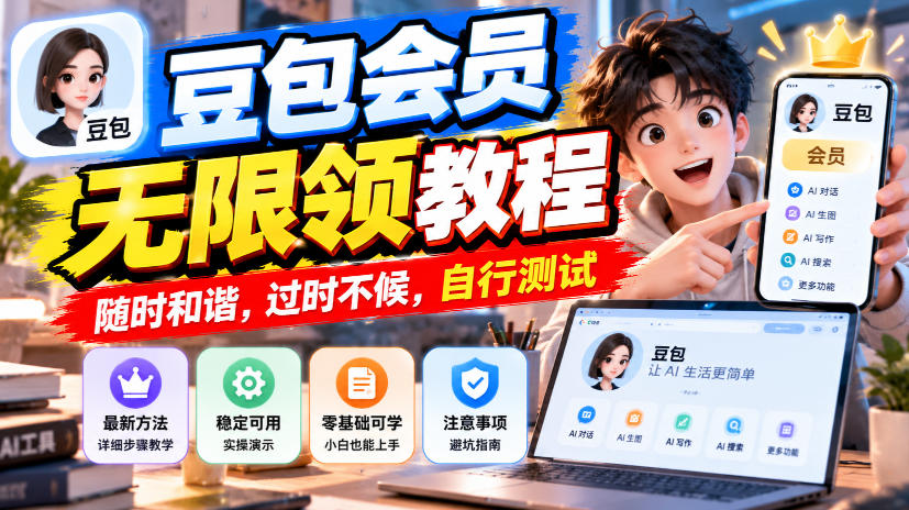 豆包会员无限领教程，随时和谐，过时不候，自行测试-副业资源站