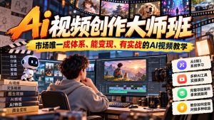 Ai视频创作大师班，市场唯一成体系、能变现、有实战的AI视频教学（更新2026）-副业资源站