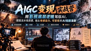 AIGC变现实战营，用影视底层逻辑驾驭AI，摆脱流水线质感，做出有感染力、可变现的AI短剧漫剧-副业资源站