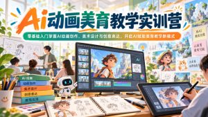 Ai动画美育教学实训营，零基础入门掌握AI动画创作、美术设计与创意表达，开启AI赋能美育教学新模式-副业资源站