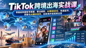 TikTok跨境出海实战课：零基础掌握账号搭建、算法规则、AI精准定位、快速起号、剪辑与AI脚本创作，玩转海外短视频运营-副业资源站