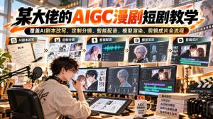 某大佬的AIGC漫剧短剧教学,覆盖AI剧本改写、定制分镜、智能配音、模型渲染、剪辑成片全流程-副业资源站