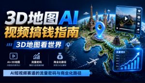 3D地图AI视频搞钱指南，3D地图看世界，AI短视频赛道的流量密码与商业化路径【文档】-副业资源站