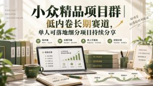 小众精品项目群｜低内卷长期赛道，单人可落地细分项目持续分享-副业资源站