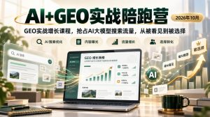 AI+GEO实战陪跑营2026年10月，GEO实战增长课程，抢占AI大模型搜索流量，从被看见到被选择-副业资源站