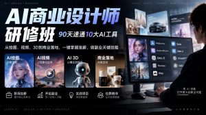 AI商业设计师研修班，90天速通10大AI工具，从绘图、视频、3D到商业落地，一键掌握涨薪、做副业关键技能-副业资源站