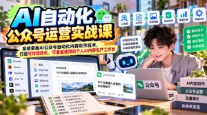 AI自动化公众号运营实战课,系统掌握AI公众号自动化内容创作技术,打造可持续优化、可重复使用的个人AI内容生产工作台-副业资源站