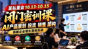 某私董会10.13-10.15闭门密训课，AI产品策划投流销售架构，拆解企业增长落地实战-副业资源站