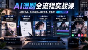 AI漫剧全流程实战课，覆盖从网文选品、剧本改编到AI素材制作、剪辑成片的完整链路-副业资源站