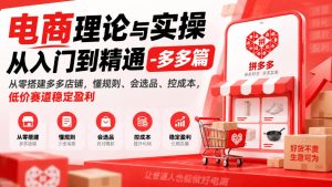 电商理论与实操从入门到精通-多多篇，从零搭建多多店铺，懂规则、会选品、控成本，低价赛道稳定盈利-副业资源站