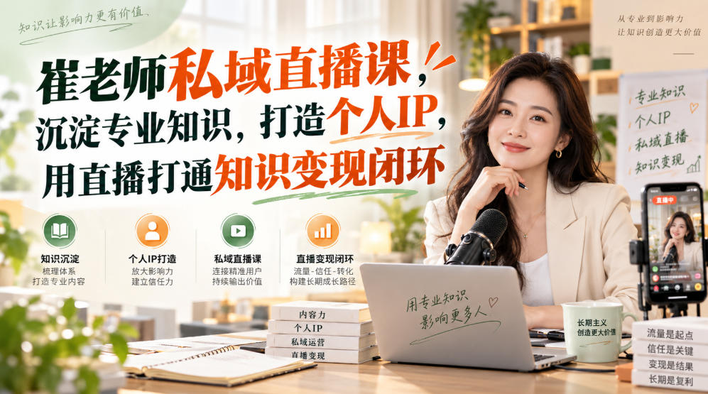 崔老师私域直播课,沉淀专业知识,打造个人IP,用直播打通知识变现闭环