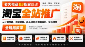 老火电商05期实战课｜淘宝全站推广从计划搭建、批量测款、新品起量到爆款收割、矩阵放大全链路教学-副业资源站