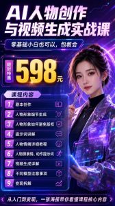 抖音5W粉丝博主的AI真人日系女孩制作教学，AI人物创作与视频生成实战课，新手也能快速起号涨粉变现（更新1002）-副业资源站