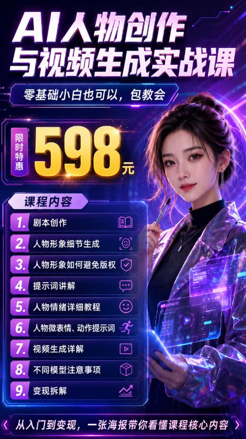 抖音5W粉丝博主的AI真人日系女孩制作教学，AI人物创作与视频生成实战课，新手也能快速起号涨粉变现（更新1002）-副业资源站